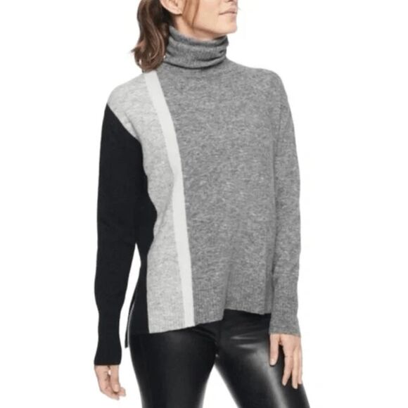 ATHLETA Transit Colorblock Merino Wool Turtleneck Sweater, Sz Medium, MP $129 - Picture 1 of 10